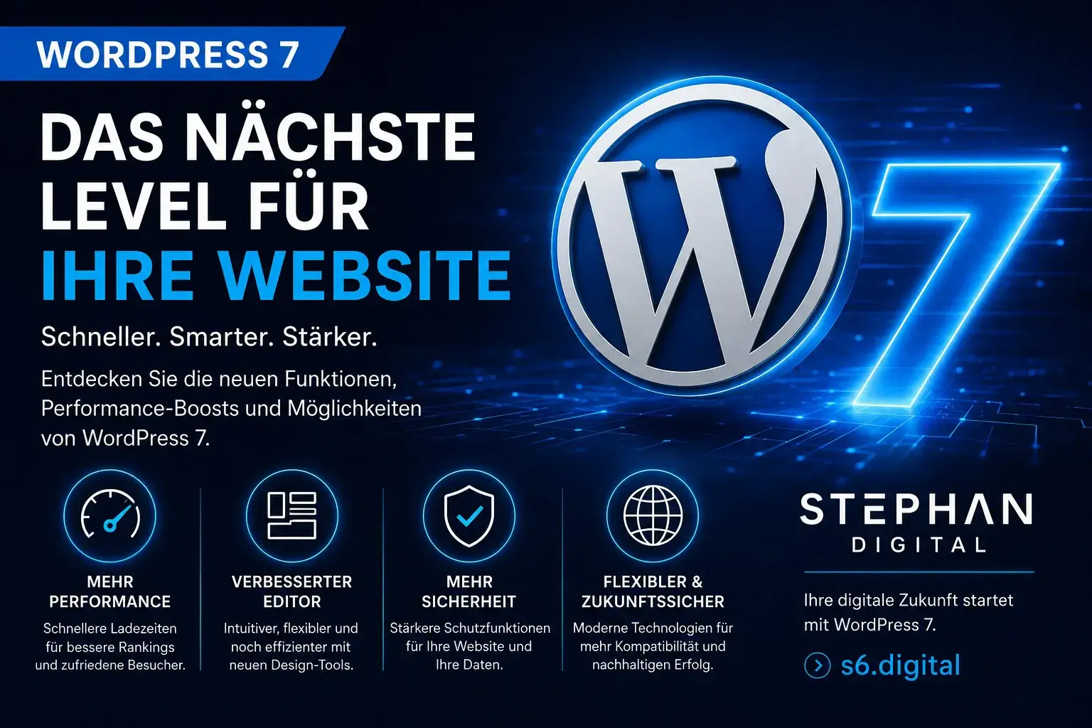 WordPress 7 Update mit neuen Funktionen, SEO, Performance und Website-Optimierung durch STEPHAN Digital