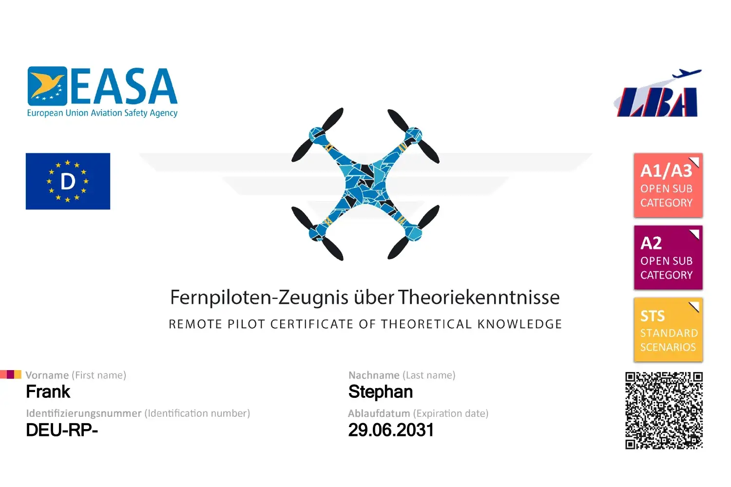 Drohnenführerschein A2 und STS Qualifikation für professionelle Drohnenaufnahmen von STEPHAN Digital