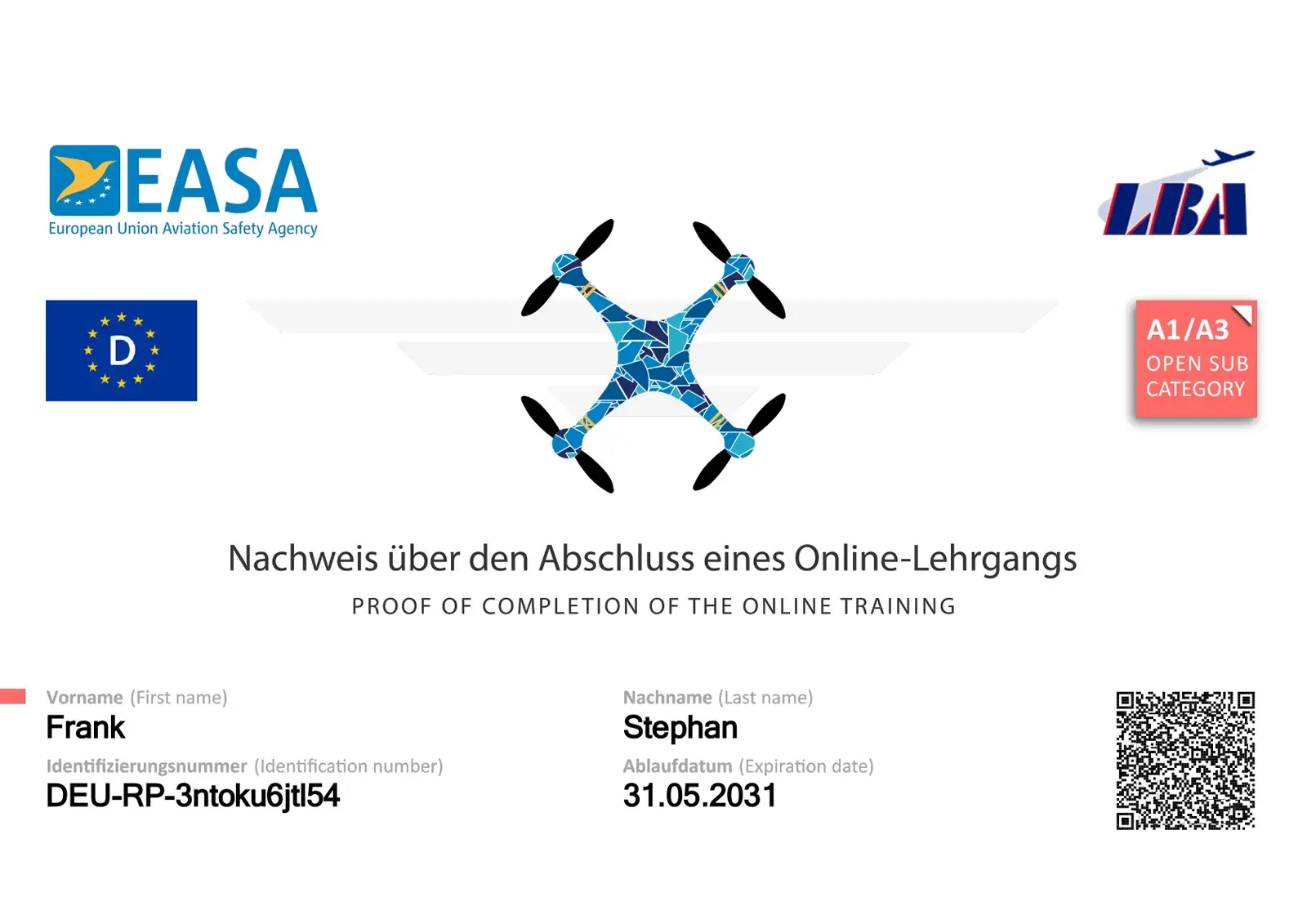 Drohnenführerschein A1/A3 für professionelle Drohnenaufnahmen von STEPHAN Digital